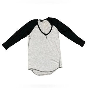 Aritzia Wilfred Free Baseball Henley Shirt top 3/4 Sleeve Heathered Size XS